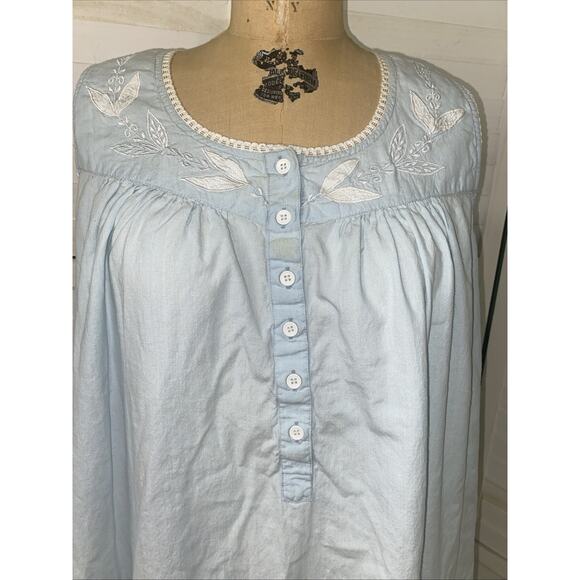 Vintage 80s 90s Chance Encounters Cotton Blue Tank Dress Prairie Cottagecore Med - Picture 2 of 11